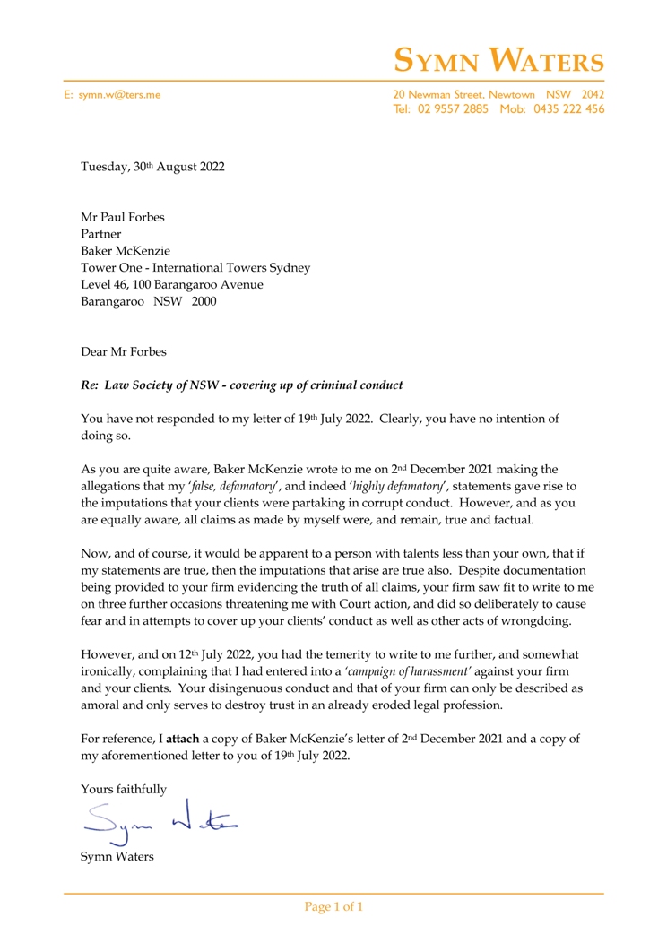 2022-08-30-Letter-to-Paul-Forbes-Baker-McKenzie-conduct-issues